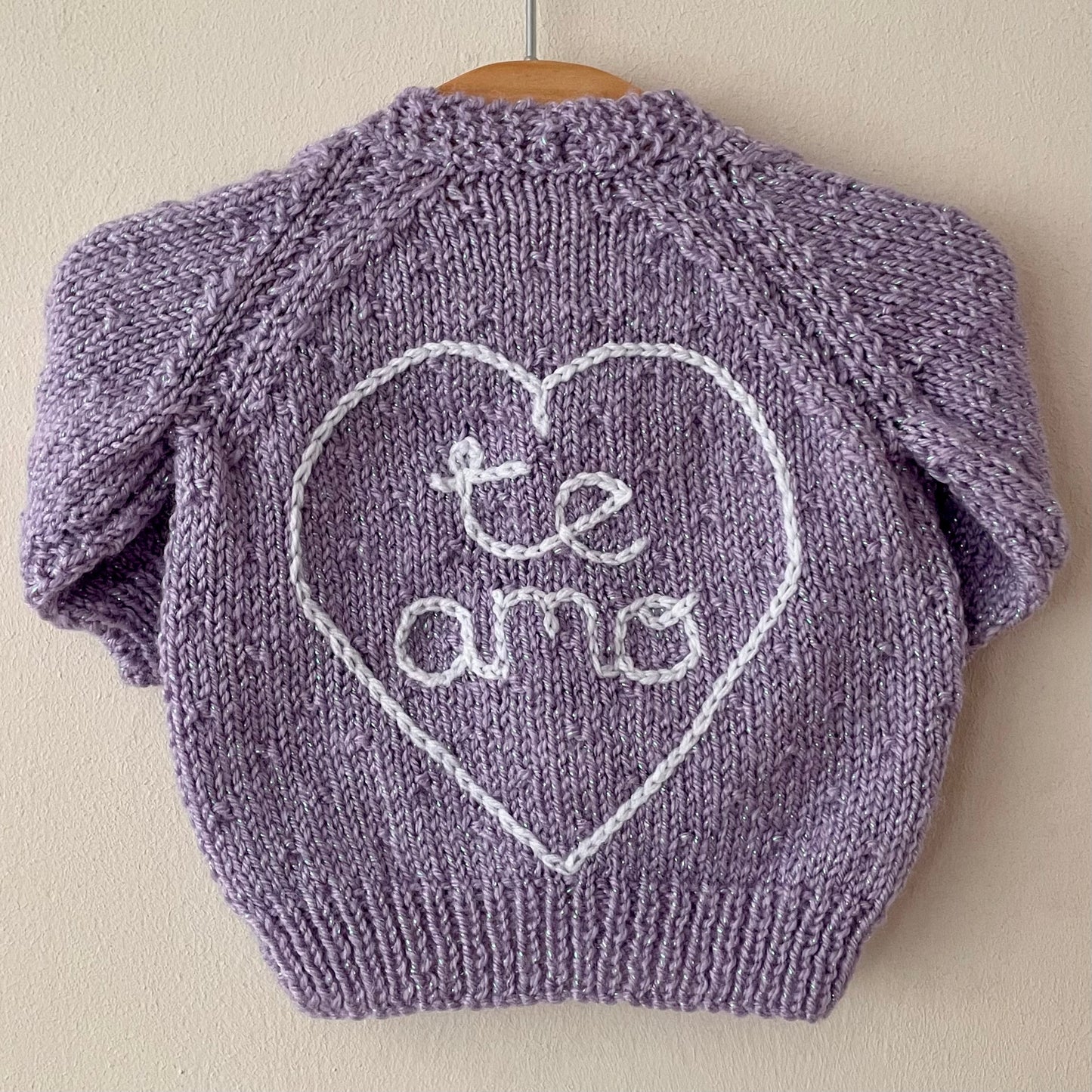 "Te Amo" Handmade Cardigan Size Newborn
