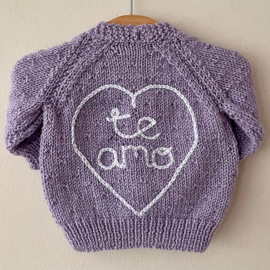 "Te Amo" Handmade Cardigan Size Newborn