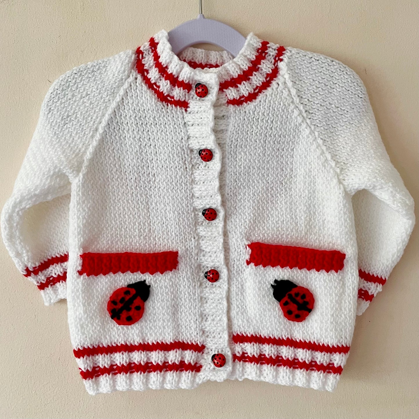 "Love Bug” Handmade Cardigan Size Approx 1-2 Years