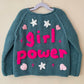 "Girl Power" Handmade Cardigan Size Approx 4-5 Years