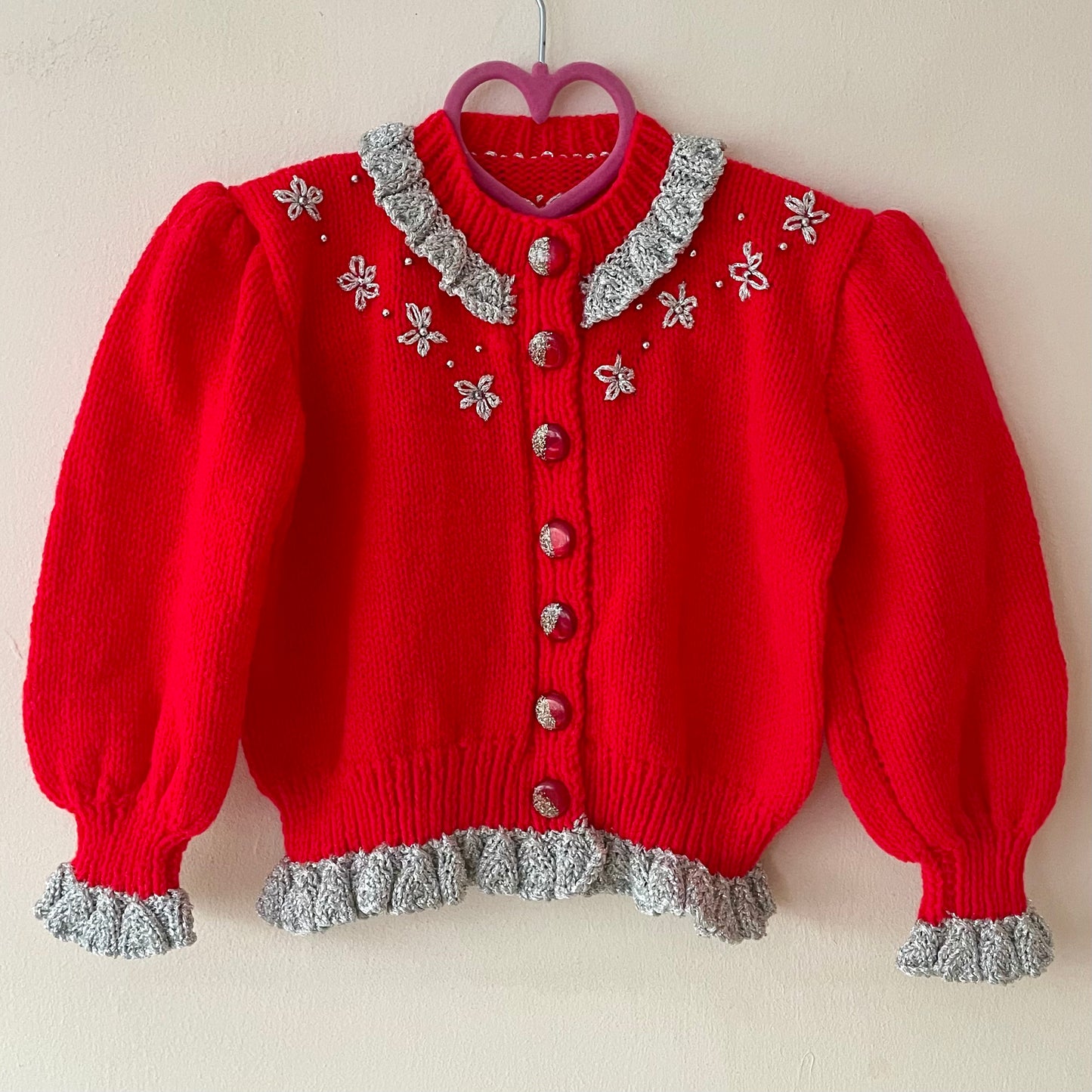 Christmas Sparkle Handmade Cardigan Size Approx 2-3 Years