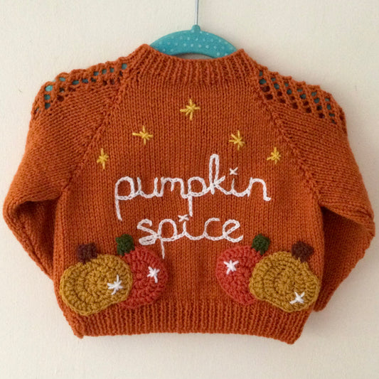 "Pumpkin Spice” Handmade Cardigan Size Approx 3-9 Months
