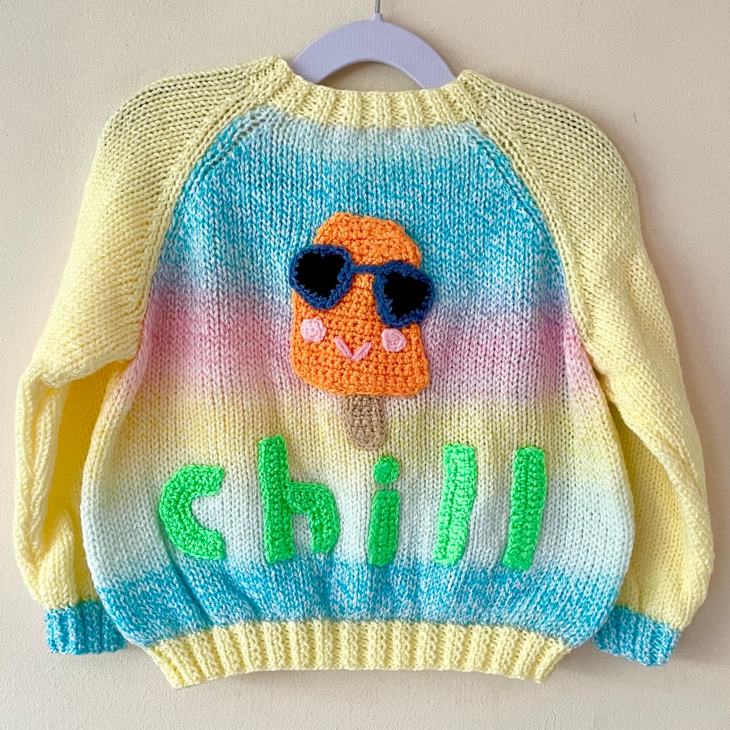 "Chill” Handmade Cardigan Size Approx 2-3 Years