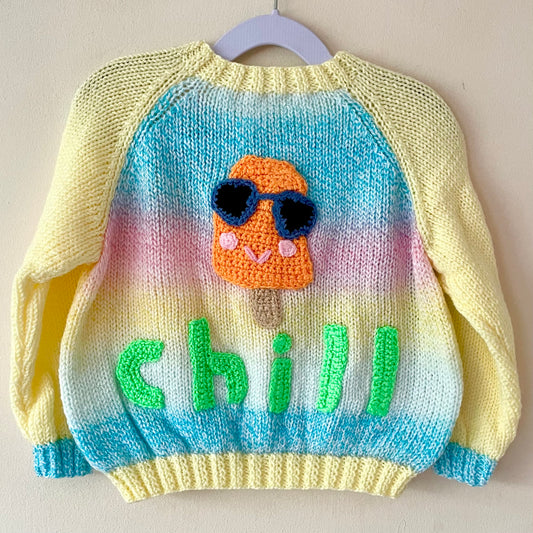 "Chill” Handmade Cardigan Size Approx 2-3 Years