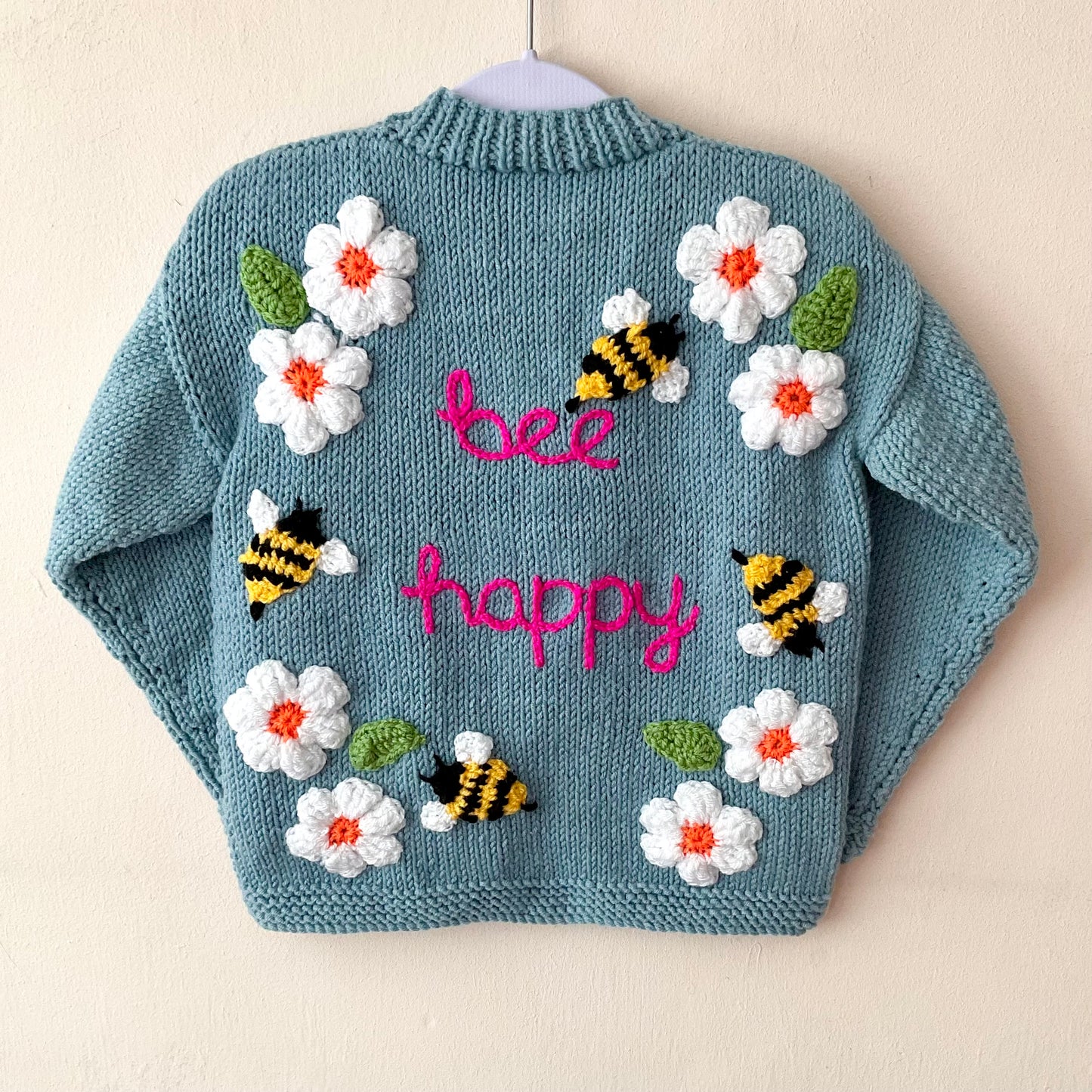 “Bee Happy” Handmade Cardigan Size Approx 3-4 Years