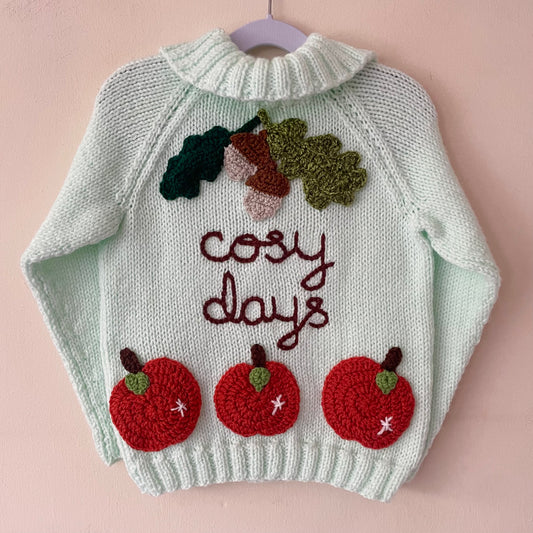 "Cosy Days" Handmade Cardigan Size Approx 3-5 Years