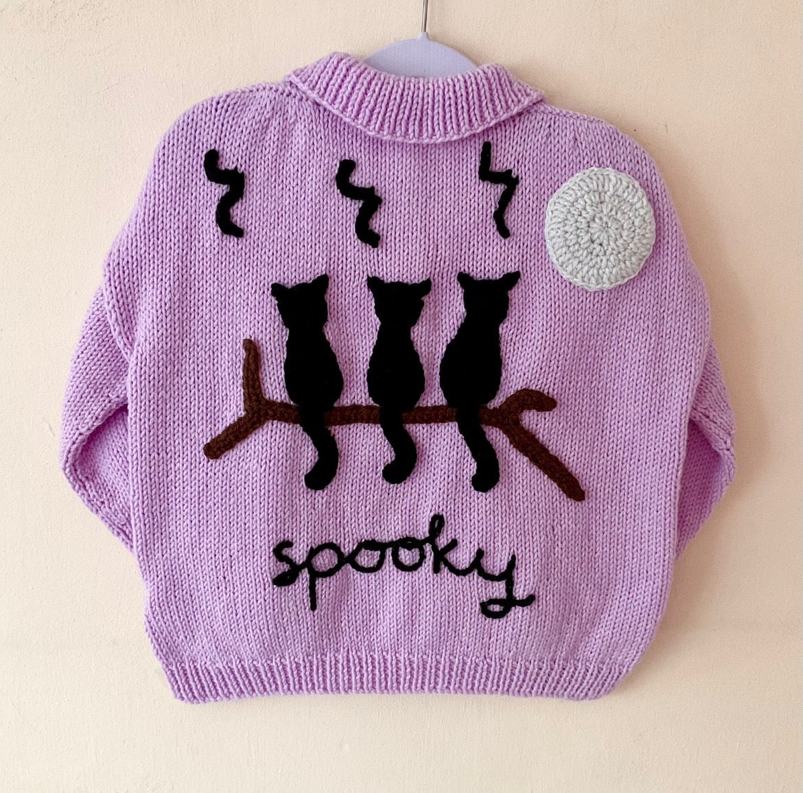 "Spooky" Handmade Cardigan Size Approx 3-5 Years