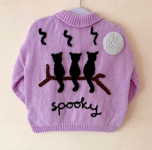 "Spooky" Handmade Cardigan Size Approx 3-5 Years