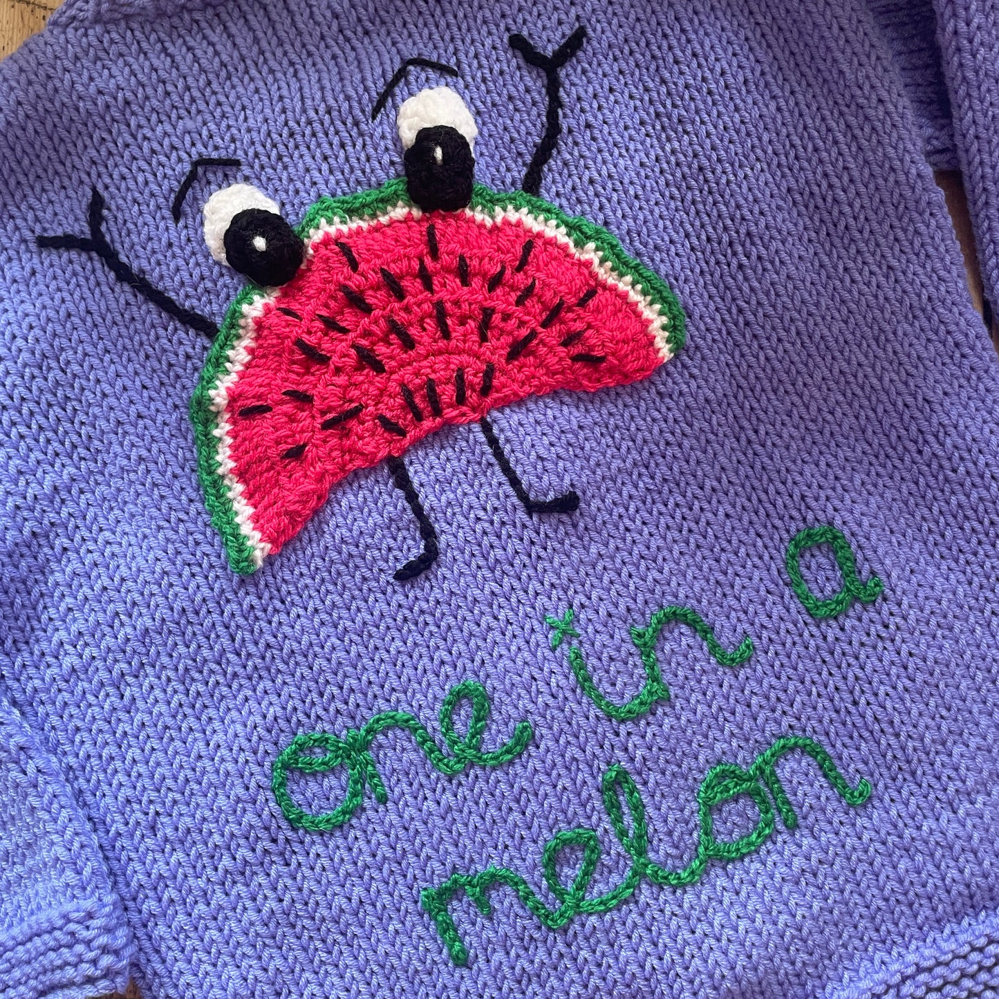 “One In A Melon” Handmade Cardigan Size Approx 3-5 Years