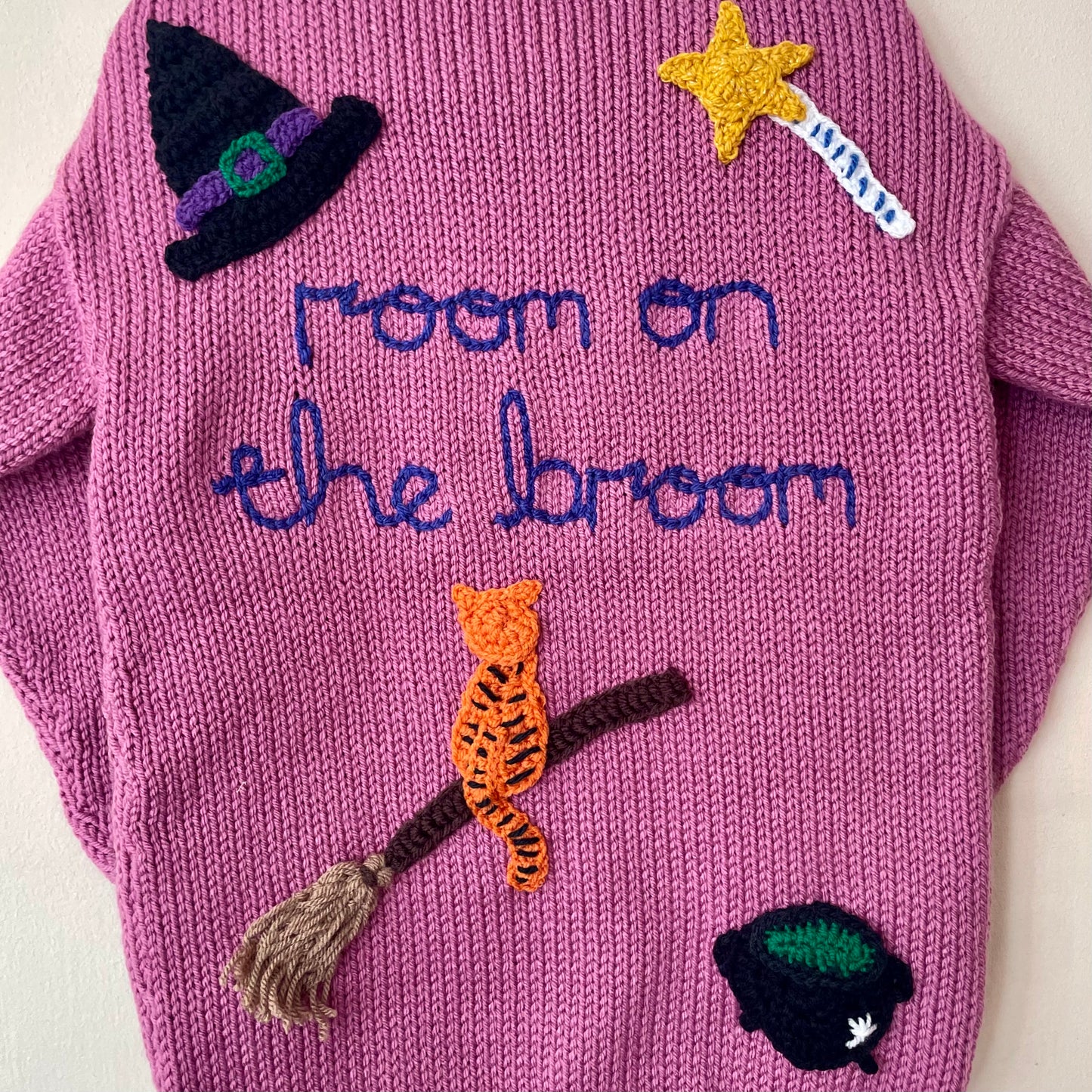 "Room On The Broom" Handmade Jumper Size Approx 4-6 Years