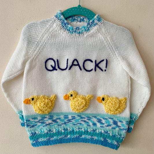 "QUACK!" Handmade Jumper Size Approx 1-2 Years