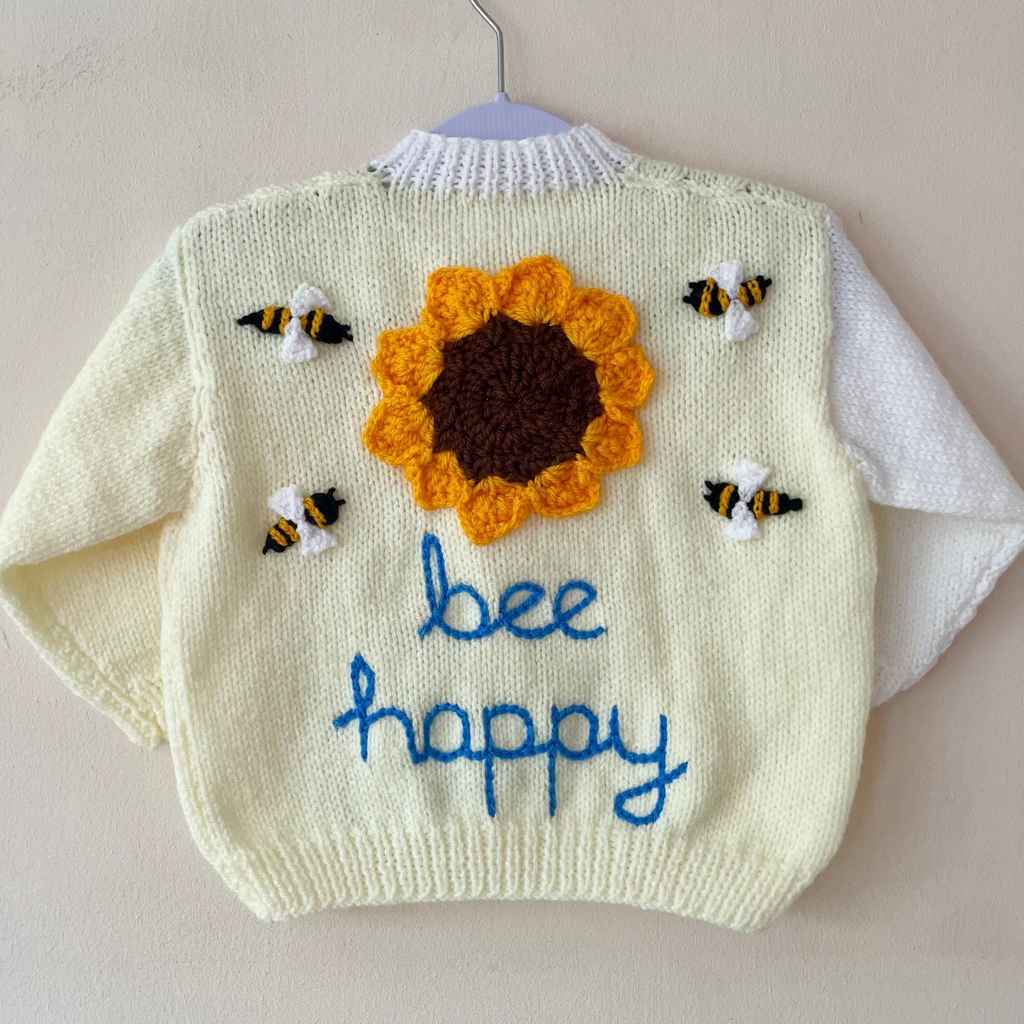 "Bee Happy” Handmade Cardigan Size Approx 2-3 Years