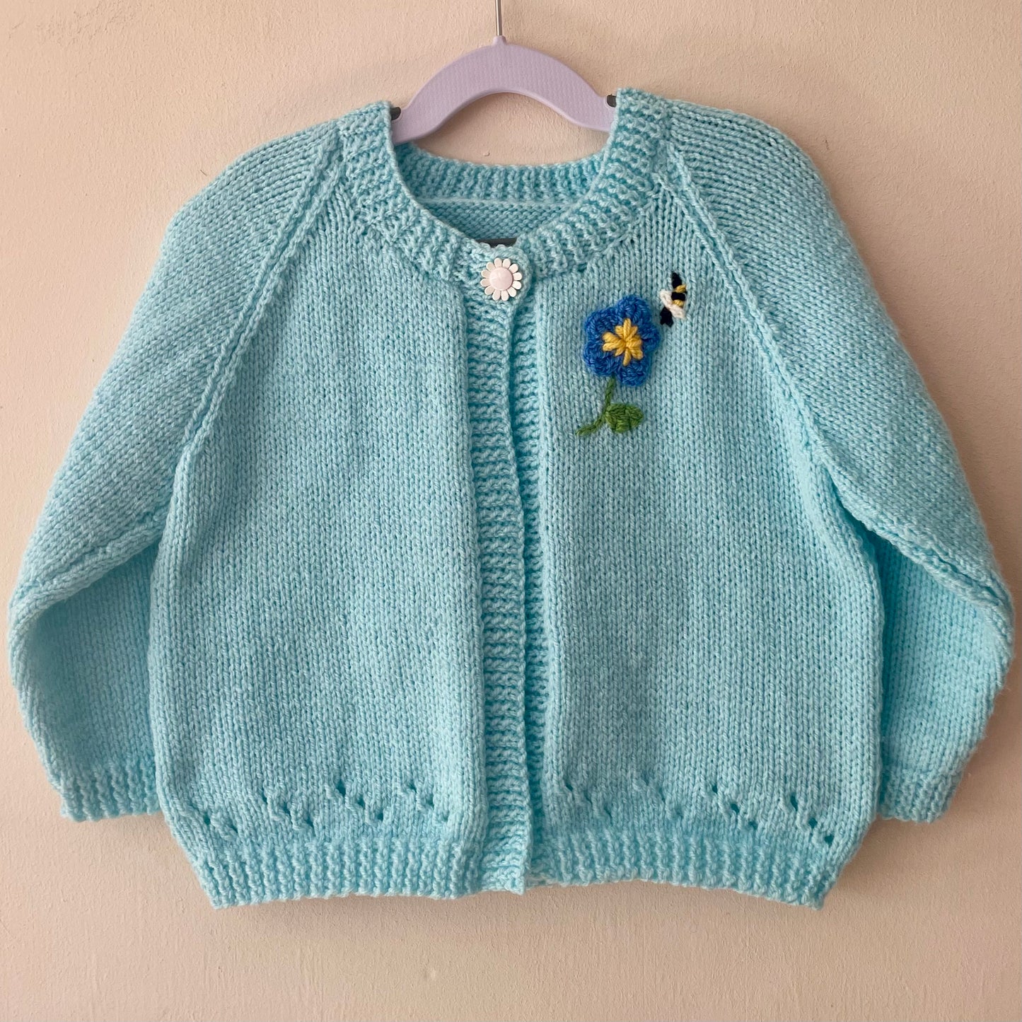 "Always Flowers” Handmade Cardigan Size Approx 4-5 Years