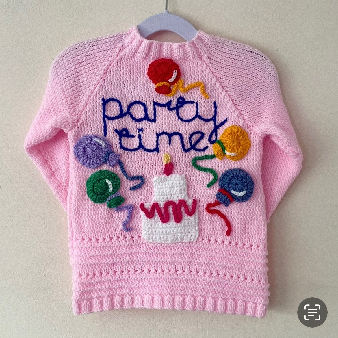 "Party Time” Handmade Cardigan Size Approx 1-2 Years