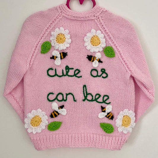 "Cute As Can Bee" Handmade Cardigan Size Approx 2-3 Years
