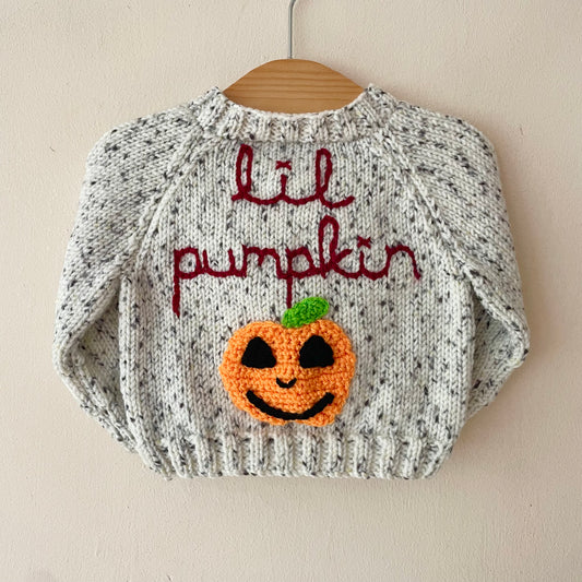 "Lil Pumpkin” Handmade Cardigan Size Approx 0-6 Months