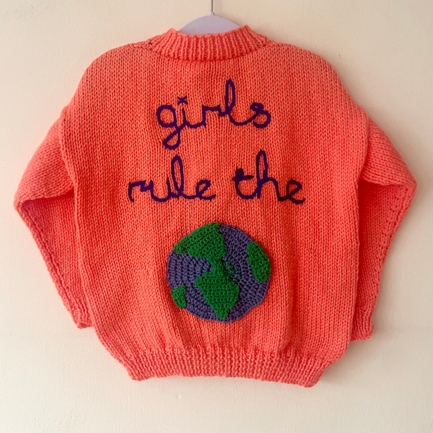 "Girls Rule The World” Handmade Cardigan Size Approx 5-7 Years