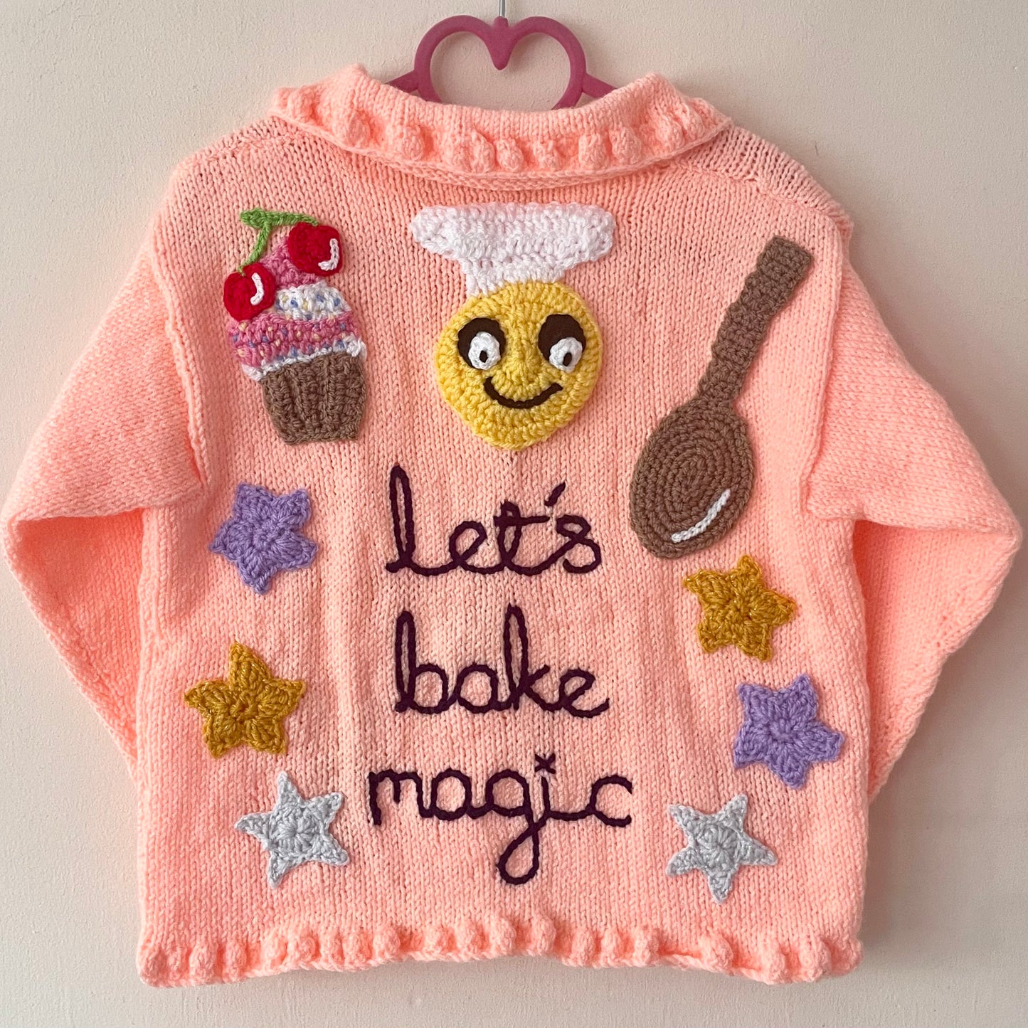 "Let's Bake Magic" Handmade Cardigan Size Approx 4-5 Years