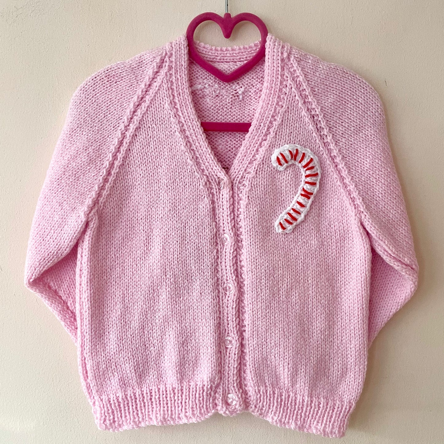 "Candy Cane Club" Handmade Cardigan Size Approx 2-3 Years
