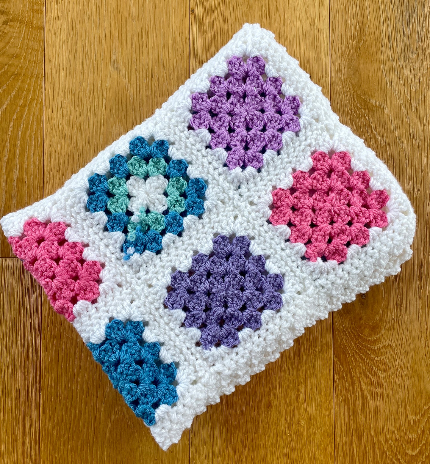 Large Rainbow Squares Handmade Blanket