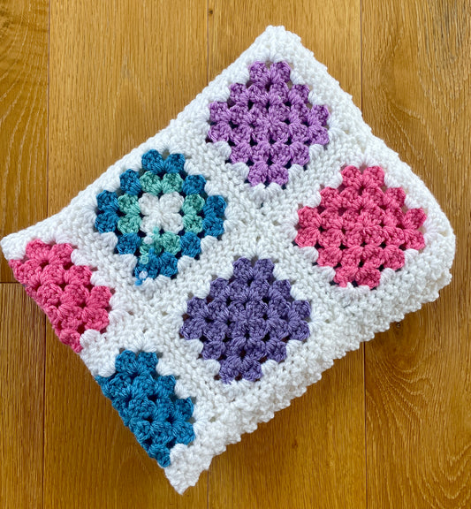 Large Rainbow Squares Handmade Blanket