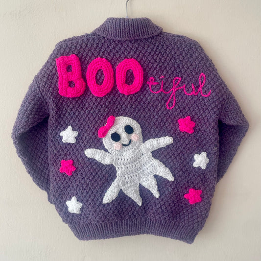 "BOO-tiful" Handmade Cardigan Size Approx 4-6 Years