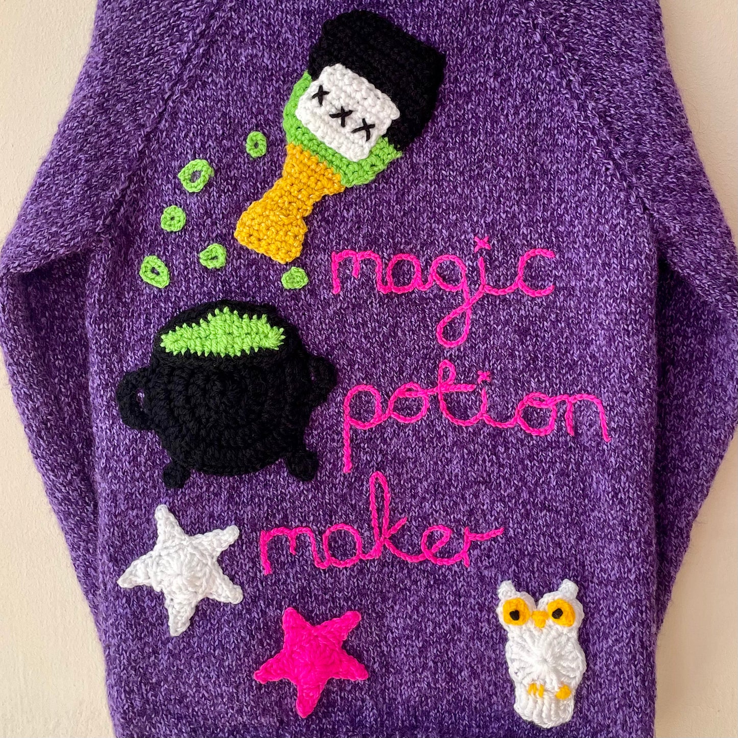 "Magic Potion Maker” Handmade Cardigan Size Approx 5-7 Years