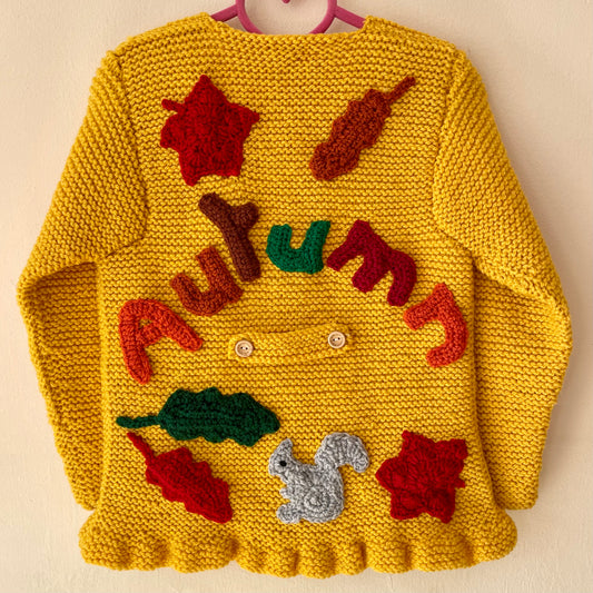 "Autumn” Handmade Cardigan Size Approx 3-5 Years