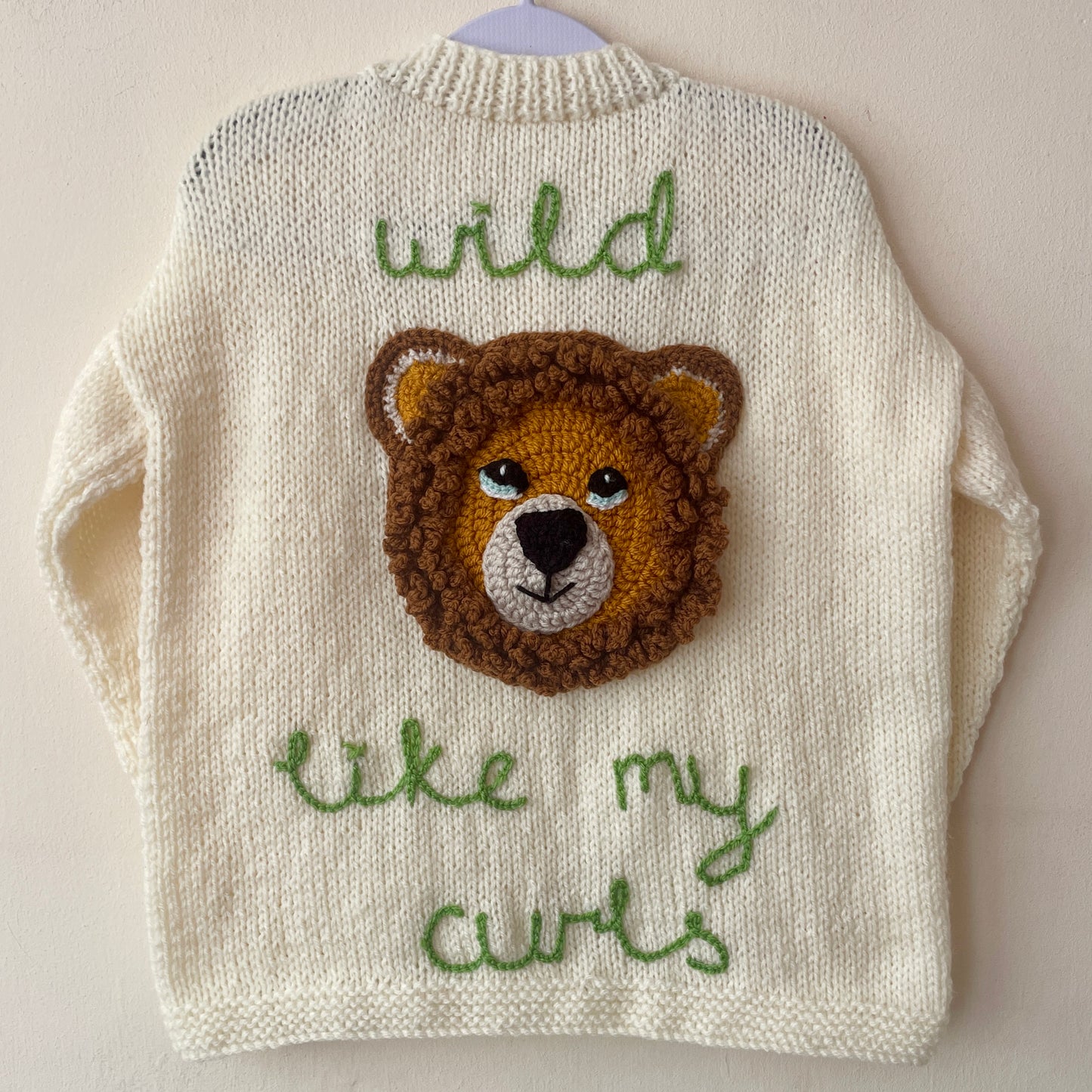 "Wild Like My Curls” Handmade Cardigan Size Approx 6-8 Years