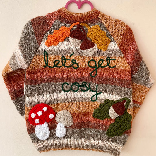 “Let's Get Cosy” Handmade Cardigan Size Approx 2.5-3.5 Years
