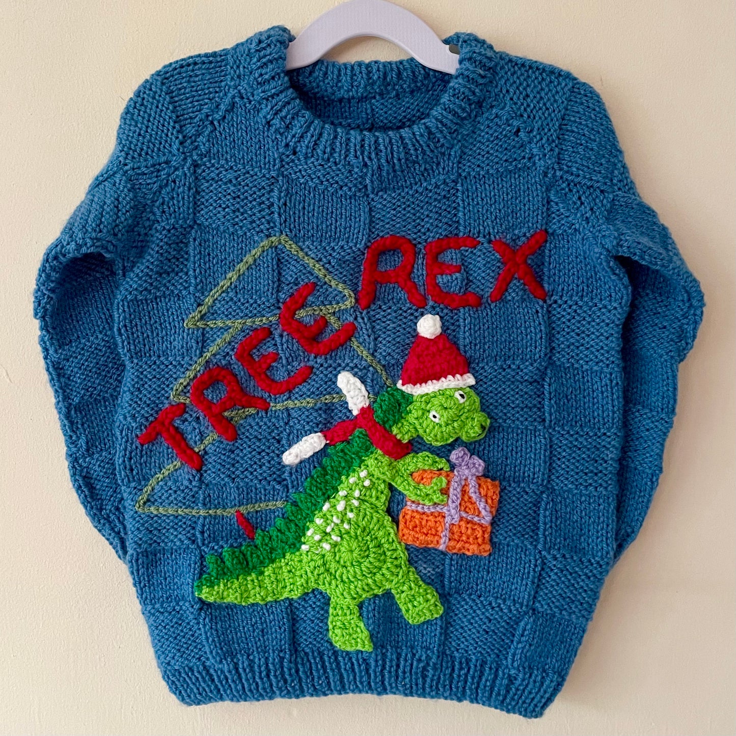 "TREE REX" Handmade Jumper Size Approx 3-5 Years