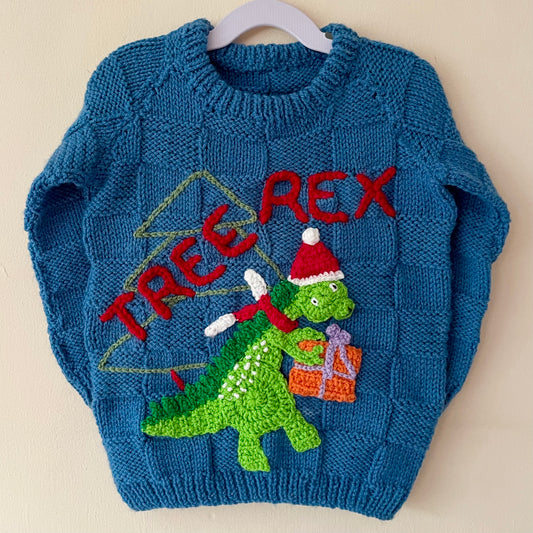 "TREE REX" Handmade Jumper Size Approx 3-5 Years