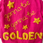 “Gonna Be Golden” Handmade Pink Cardigan Size Approx 6-8 Years