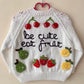 "Be Cute Eat Fruit" Handmade Cardigan Size Approx 3-4 Years