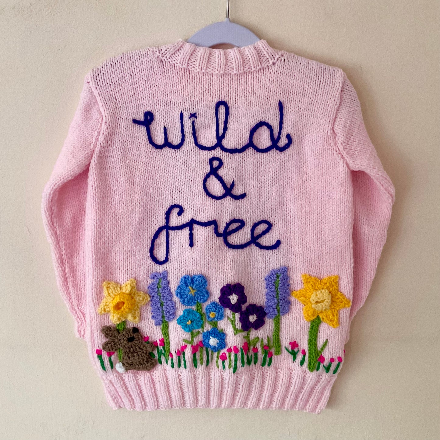 “Wild and Free” Handmade Cardigan Size Approx 3-5 Years