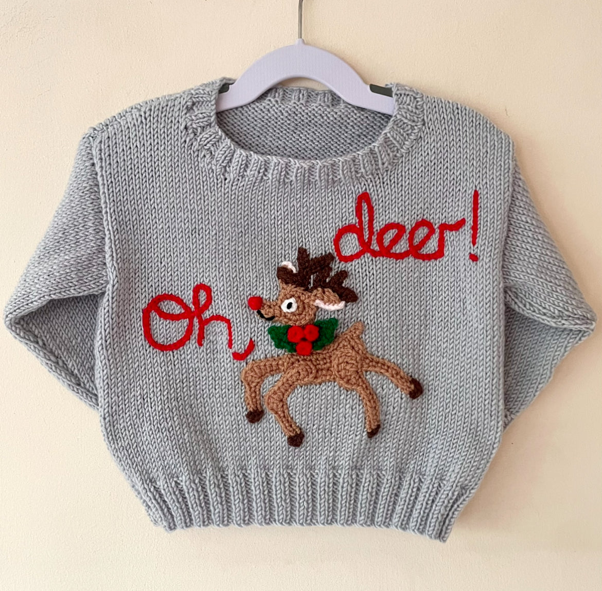 "Oh Deer!" Handmade Jumper Size Approx 1.5-2.5 Years