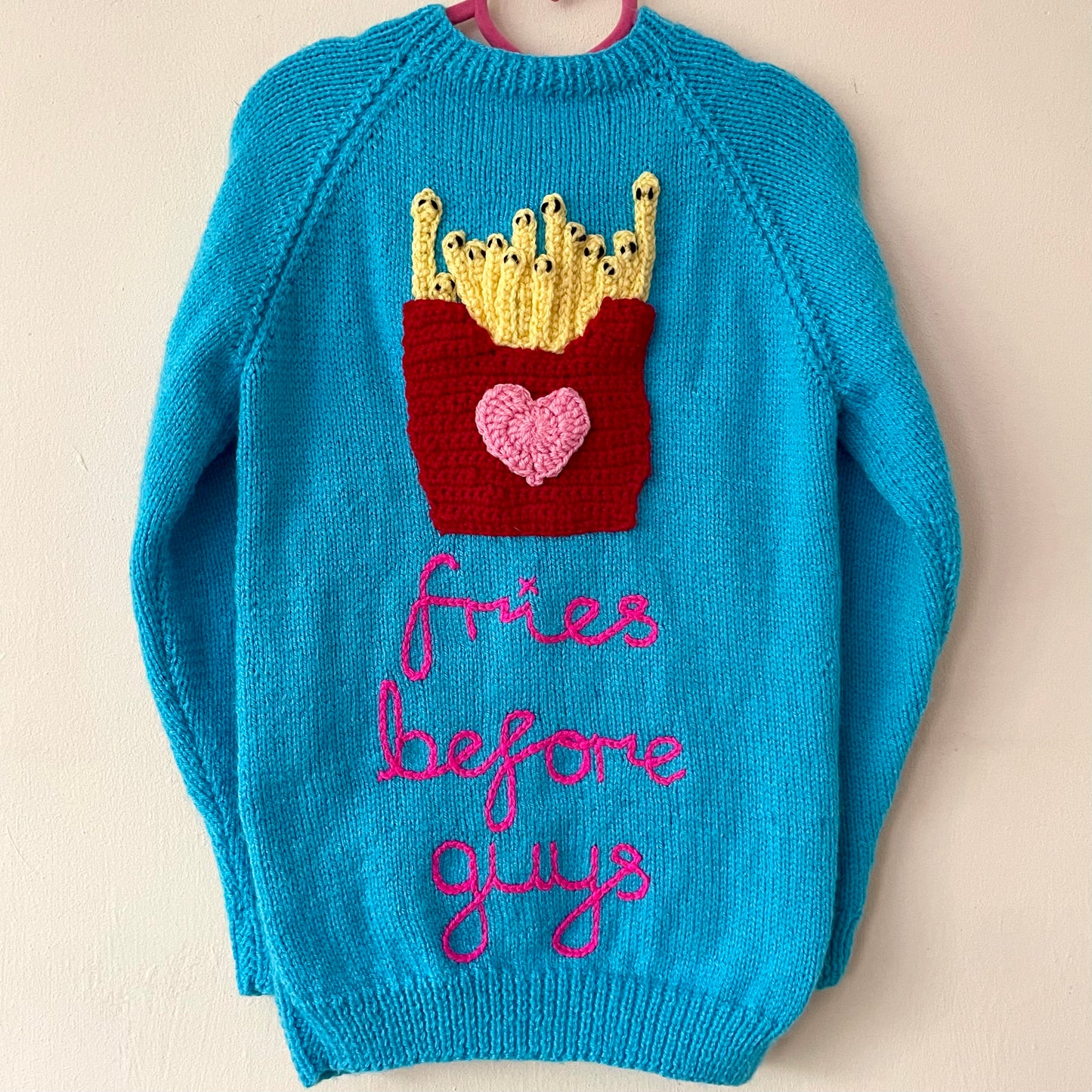"Fries Before Guys" Autumn Handmade Cardigan Size Approx 5-6 Years