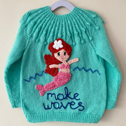 "Make Waves” Handmade Cardigan Size Approx 3-5 Years