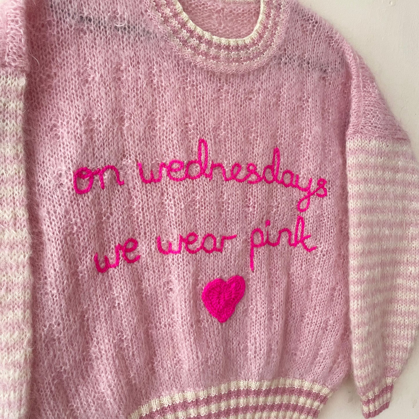 "On Wednesdays We Wear Pink" Handmade Adult Jumper Size Medium