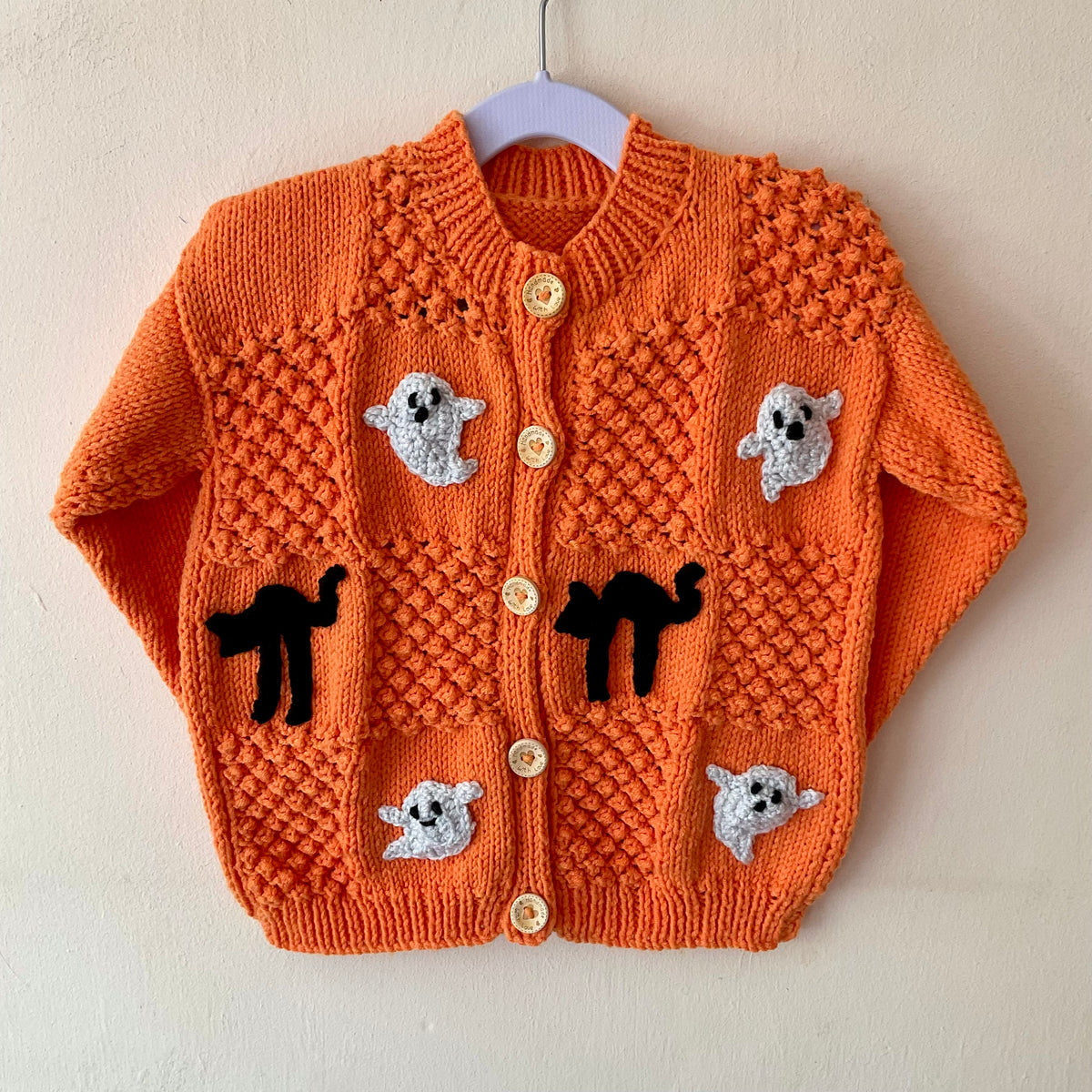 "Spooky" Handmade Cardigan Size Approx 3-5 Years
