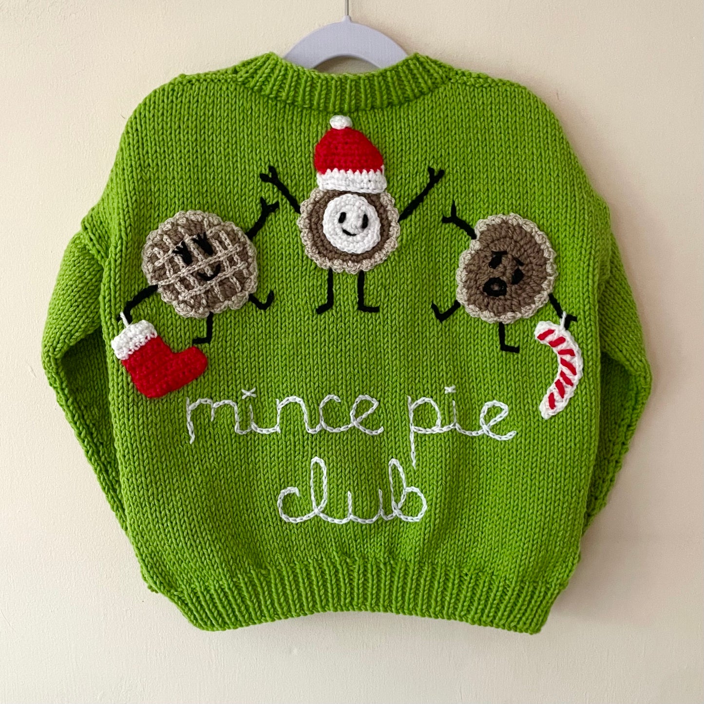 "Mince Pie Club” Handmade Cardigan Size Approx 4-6 Years