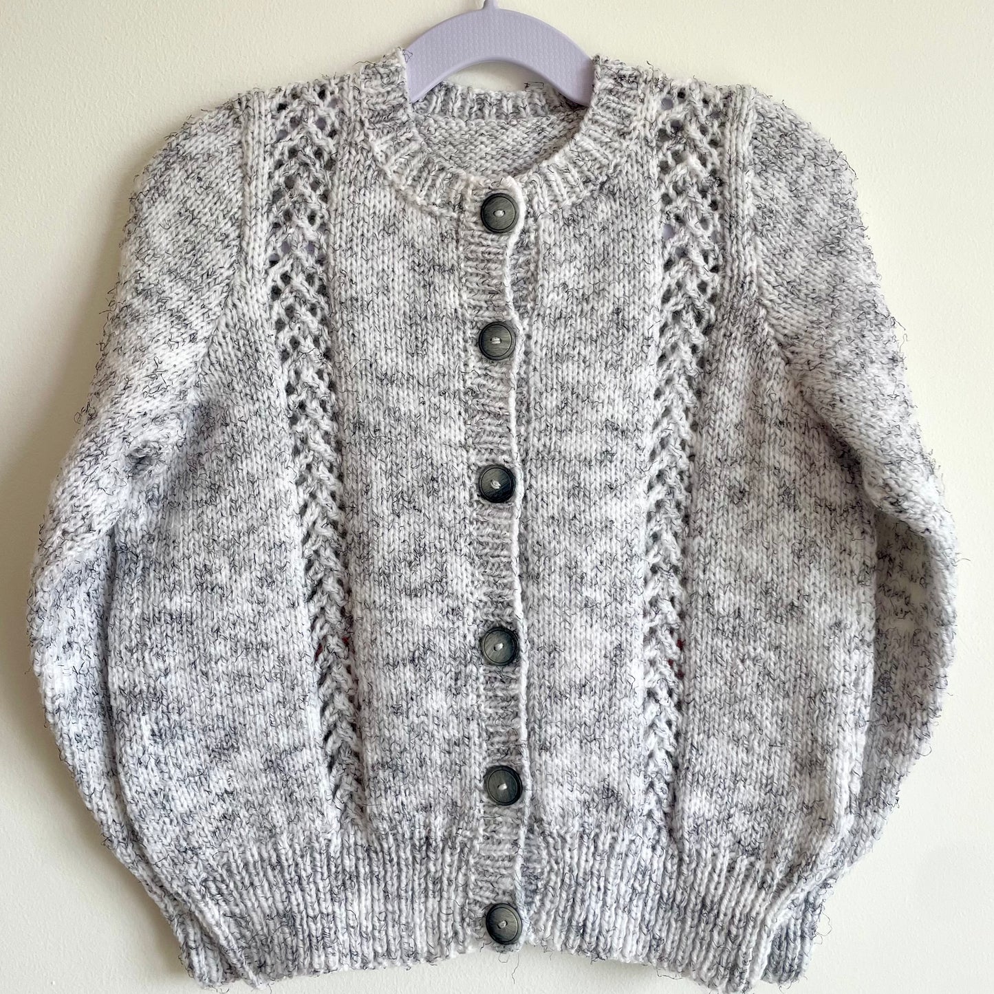 "Babyccino Club” Handmade Grey Cardigan Size Approx 3-5 Years