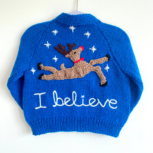"I Believe” Handmade Cardigan Size Approx 2-3 Years