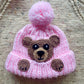 Hand Knitted Teddy Hat - Age 6-12 Months