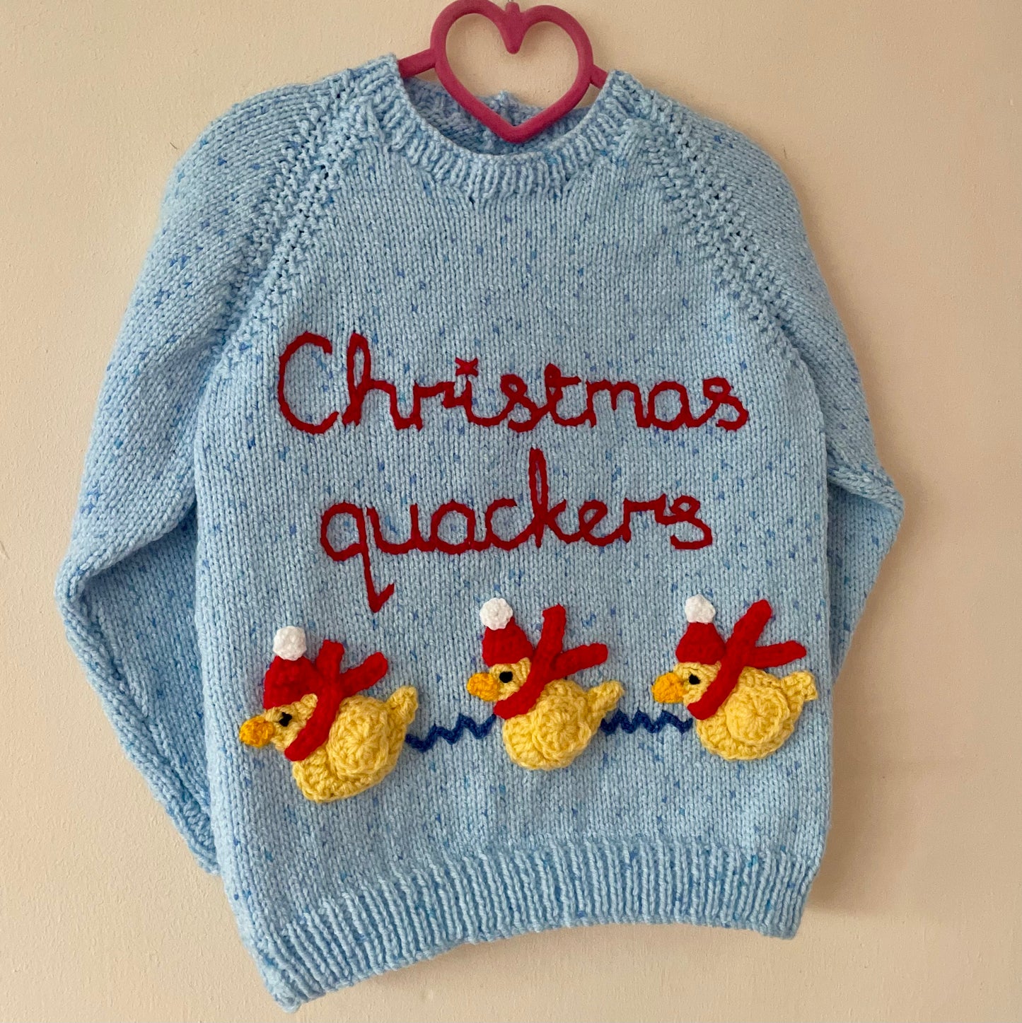 "Christmas Quackers" Handmade Jumper Size Approx 3-4 Years