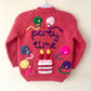 "Party Time” Handmade Pink Cardigan Size Approx 2-3 Years