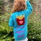 "Fries Before Guys" Autumn Handmade Cardigan Size Approx 5-6 Years