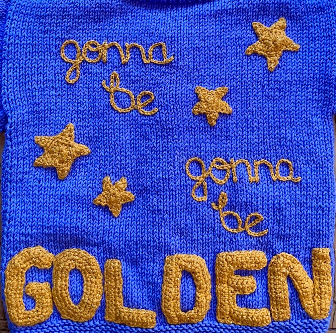 “Gonna Be Golden” Handmade Purple Cardigan Size Approx 4-6 Years