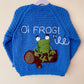 "Oi Frog!" Handmade Cardigan Size Approx 3-4 Years
