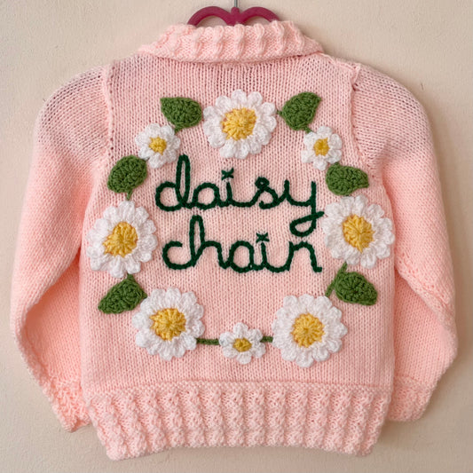 "Daisy Chain” Handmade Cardigan Size Approx 1-2 Years